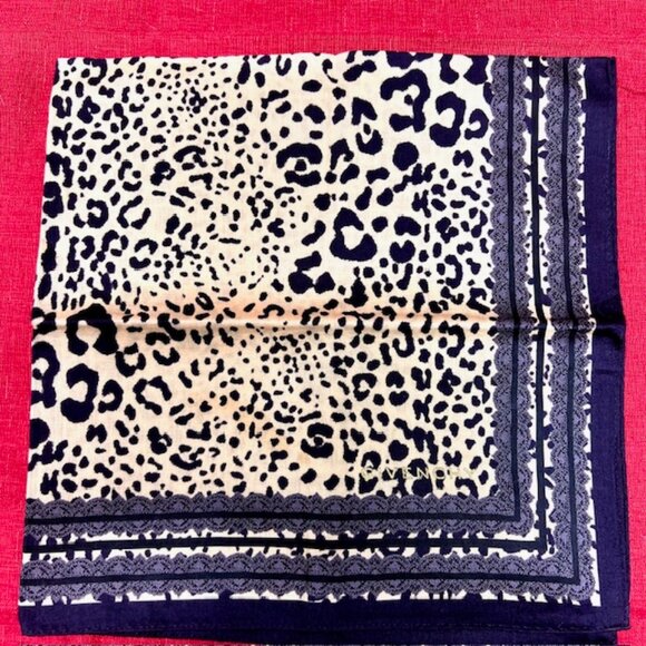 New Unused G ivechy Mini Scarf cotton 19.5 " Brown Black Leopard printed (96 - Picture 4 of 6